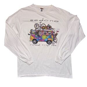 Sedona Hippie Road Trip Long Sleeve T-Shirt Van Flower Power Sz Large